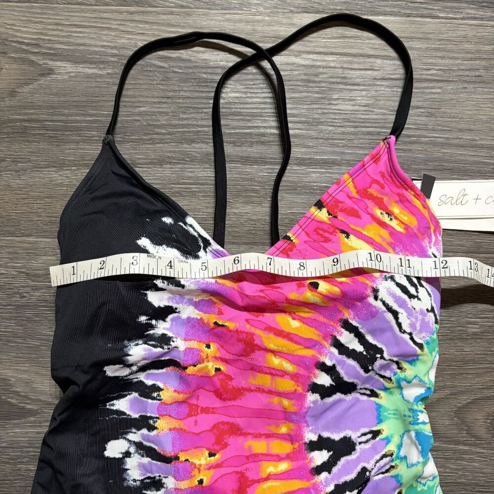 NEW Salt + Cove Medium Tie Dye One Piece Swim Strappy Black Pink Bathing Suit - Picture 5 of 11